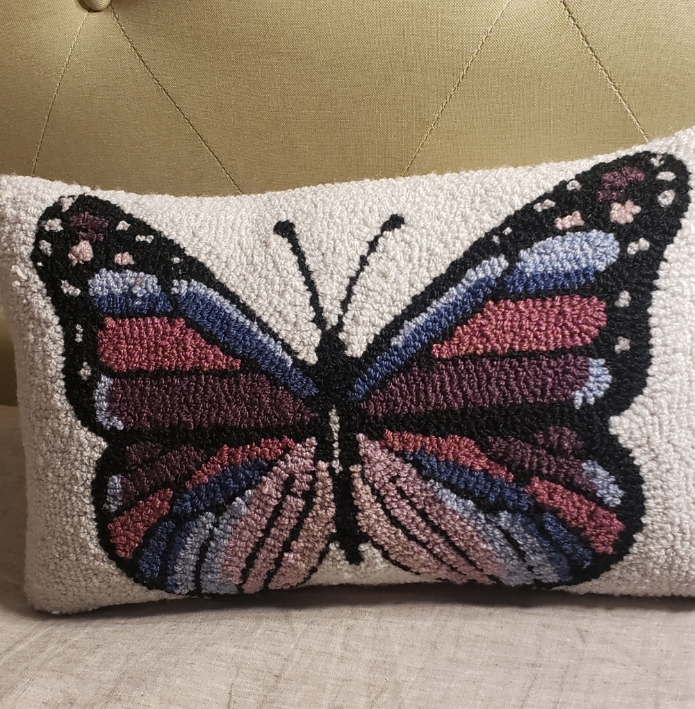 Butterfly Latch Hook Pillow Zipper Back Decor Throw Pillow